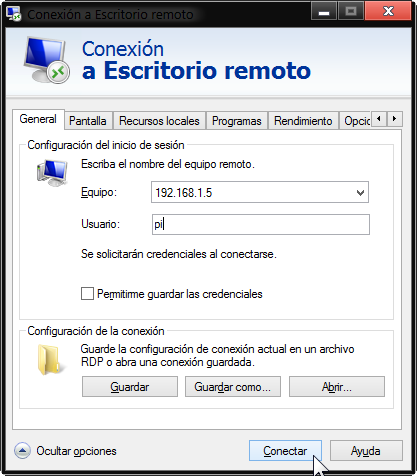 Conectar Raspberry Pi por escritorio remoto 3